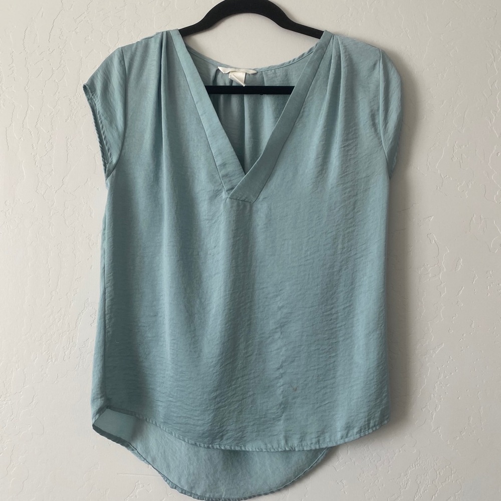 Blue silky blouse